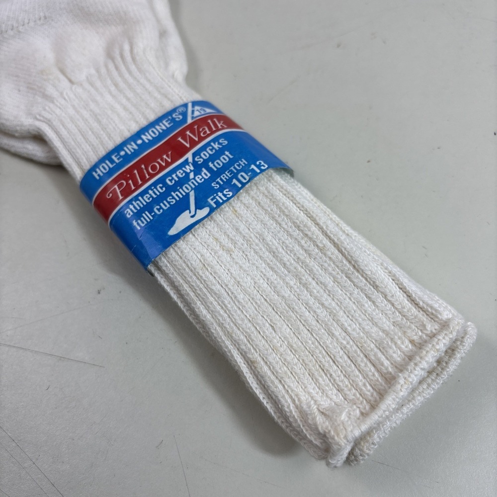 HOLE IN NONE'S Pillow Walk White Athletic Crew Socks 10-12 RARE Vintage Classic